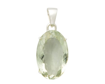 Prasiolit Anhänger Silber - grüner Amethyst Kristall Anhänger - Prasiolith Schmuck - grüner Amethyst Stein - Amethyst Anhänger - 1571