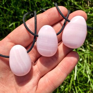Mangano Calcite Necklace on 28" Black Cord - Pink Calcite Stone - Mangano Calcite Teardrop Pendant - Polished Teardrop - Crystal Necklace image 2