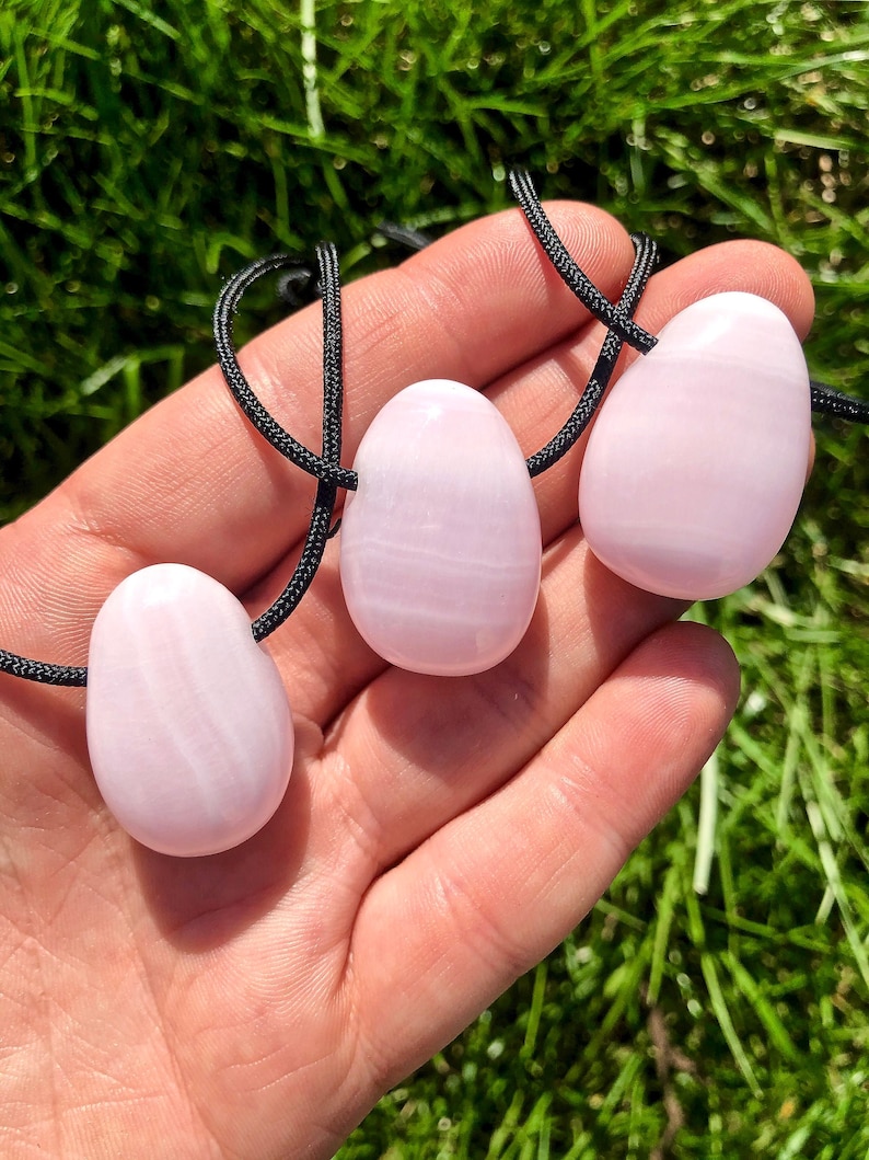Mangano Calcite Necklace on 28" Black Cord - Pink Calcite Stone - Mangano Calcite Teardrop Pendant - Polished Teardrop - Crystal Necklace image 2