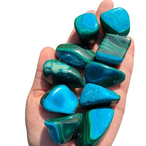 Malachite Chrysocolla Tumbled Stone - Grade AA - Multiple Sizes Available - Tumbled Blue Chrysocolla Malachite Crystal - Polished Malacholla