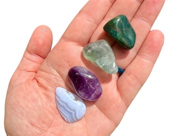 Pisces Sternzeichen Kristall-Set - Getrommelte Pisces Sternzeichen Kristalle - Metaphysische Kristalle - Astrologie Geschenk - Polierter Stein - Pisces Birthstone Set
