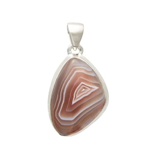 Botswana Agate Pendant Sterling Silver - Botswana Agate Stone Pendant - Botswana Agate Necklace - Botswana Agate Crystal Pendant 1085