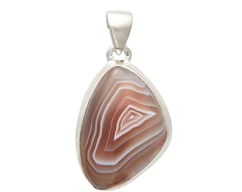 Botswana Agate Pendant Sterling Silver - Botswana Agate Stone Pendant - Botswana Agate Necklace - Botswana Agate Crystal Pendant 1085