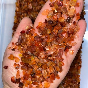 Bulk Carnelian Polished Chips (Size 5mm - 7mm) - Polished Carnelian Chips - Wholesale Carnelian Crystal Chips - Red Carnelian Gemstone Chips