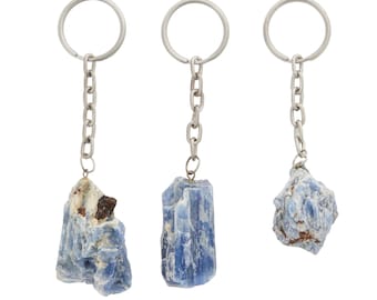 Raw Blue Kyanite Keychain - Raw Blue Kyanite Stone Keychain - Healing Crystals and Stones - Blue Kyanite Crystal Keychain - Kyanite Raw