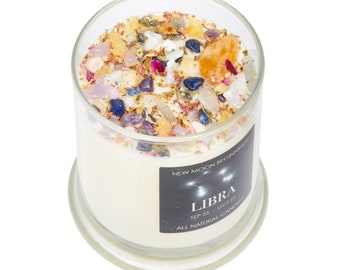 Libra Candles - Zodiac Candle Libra Ritual Candle - Crystal and Herb Candles - Intention Candles - soy candle - Libra Candle Zodiac Sign