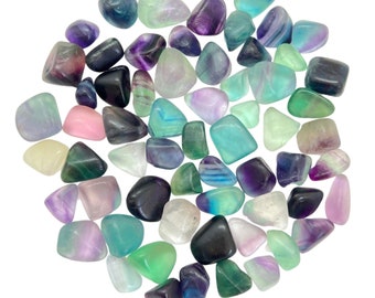 Rainbow Fluorite Tumbled Stone - Multiple Sizes Available - Unpolished Rainbow Fluorite Crystal - Rough Tumbled Rainbow Fluorite Gemstone
