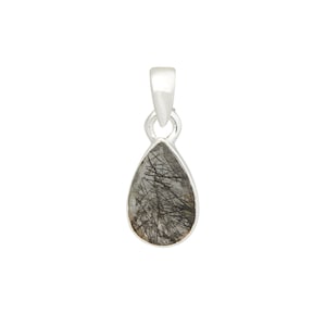 Tourmalated Quartz Faceted Pendant - tourmalinated quartz necklace - black rutilated quartz - sterling silver - tourmaline pendant - 247