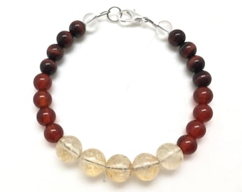 Pulsera de motivación - Joyería energética - Pulsera de cristal - Pulsera de motivación - Pulsera de citrino - Pulsera de cornalina - Ojo de tigre