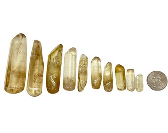 Natural Citrine Crystal Tumbled Stone Points - Grade AB - Multiple Sizes Available - Tumbled Natural Citrine Points - Polished Citrine Stone