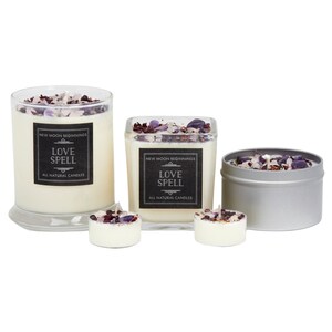Love Spell Candles - Love Ritual Candle - Soy Crystal Candle for Love - Manifest Love - Garnet, Rose Quartz, Amethyst Candle - Handmade! image 3