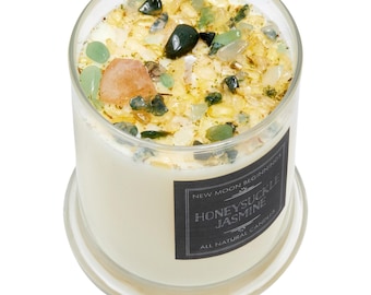 Honeysuckle Jasmine Candles - Crystal & Herb Candles - Aromatherapy Candles - Floral Candle - Soy Jasmine Candles and Tealights - Handmade!