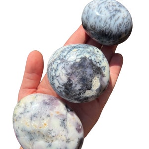 Dendritic Opal Palm Stone (2&quot; - 3&quot;) Dendritic Opal Stone - Dendritic Opal Crystal - Merlinite Stone - Dendritic Opal Worry Stone
