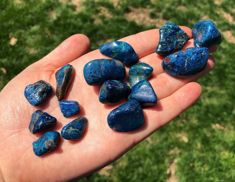 Shattuckite Tumbled Stone Grade A Shattuckite Multiple Sizes Available Shattuckite Tumbled Crystal Polished Blue Gemstone image 9