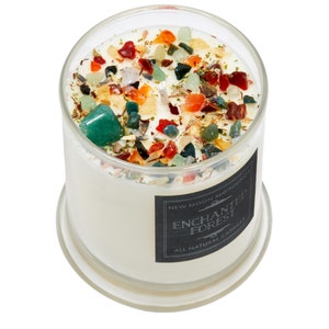 Enchanted Forest Candles - Whimsical Candle - Soy Aromatherapy Candle - Crystal Candle with Herbs & Flowers - Forest Candle - Handmade!