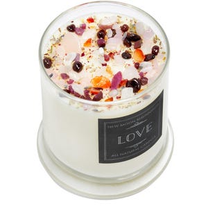 Love Candles - Happiness & Love Candle - Anniversary Gift - Wedding Candle - Soy Aromatherapy Candle - Crystal Candle for Love - Handmade! image 1
