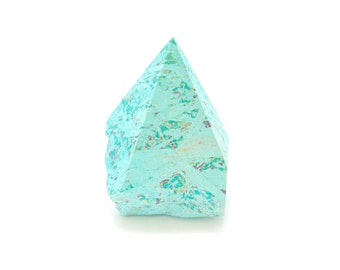 Peruvian Turquoise (Chrysocolla) Stone Point (2.5" - 3" ) Natural Turquoise From Peru Point - Peruvian Turquoise Crystal Point Standing