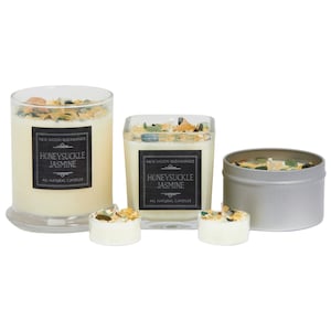 Honeysuckle Jasmine Candles - Crystal & Herb Candles - Aromatherapy Candles - Floral Candle - Soy Jasmine Candles and Tealights - Handmade! image 4