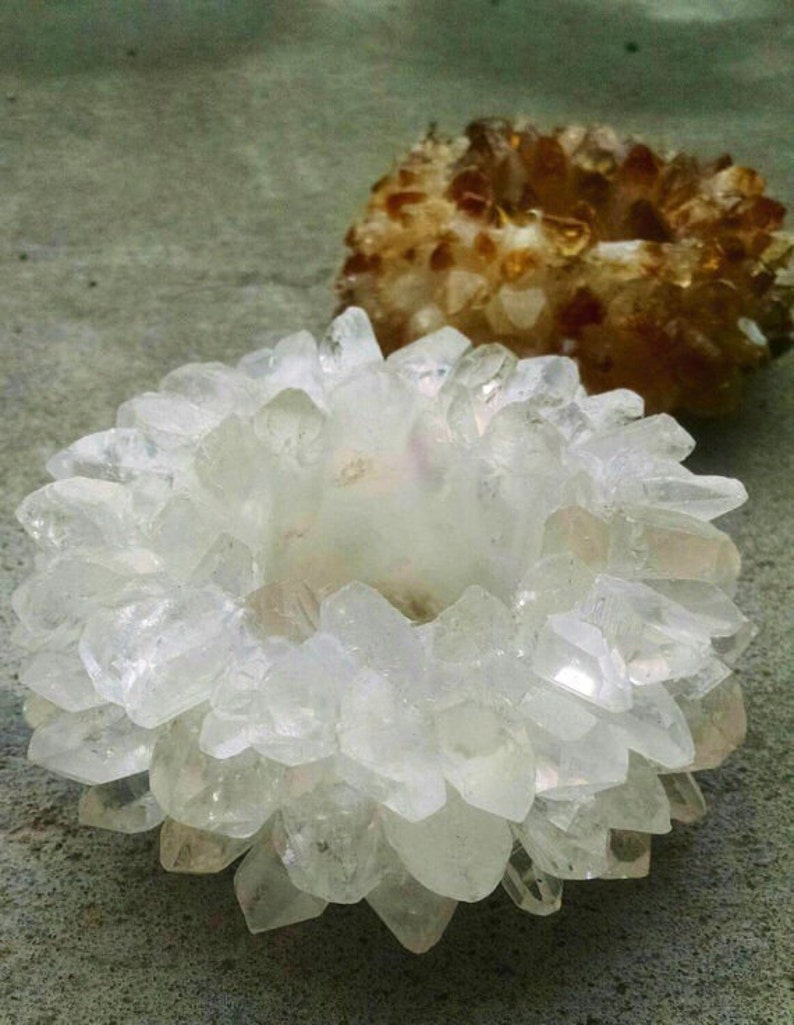 Raw Quartz Cluster Candle Holder Quartz Candle Holder Etsy