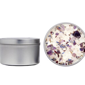 Stress Relief Candles - Lavender Candle or Tealights - Soy Aromatherapy Candle w/ Amethyst, Rose Quartz, Clear Quartz image 9