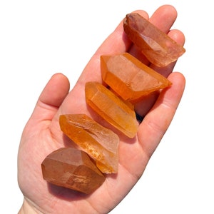 Raw Tangerine Quartz Point Crystal (0.5" - 2.5") Raw Quartz Point Crystal - Tangerine Quartz - Orange Quartz - Tangerine Quartz Stone Point 1.5" to 2"
