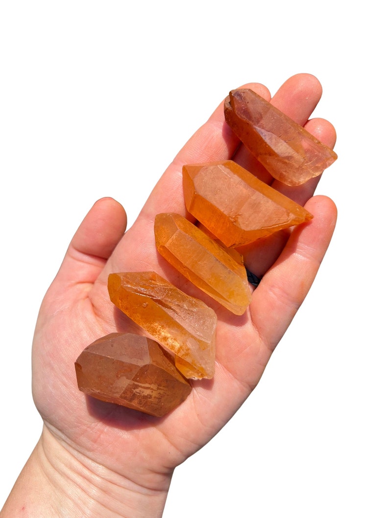 Raw Tangerine Quartz Point Crystal (0.5" - 2.5") Raw Quartz Point Crystal - Tangerine Quartz - Orange Quartz - Tangerine Quartz Stone Point 1.5" to 2"