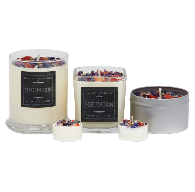 Meditation Candle - Nag Champa Candles - Soy Aromatherapy Candle for Meditation - Crystal Candle - Yoga & Meditation Gift - Nag Champa Scent image 2