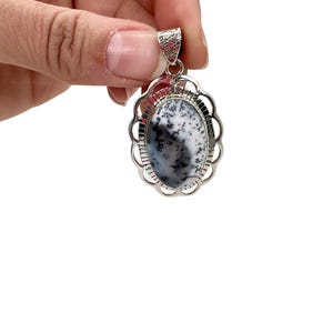 Dendritic Opal Pendant - Dendrite Opal Necklace - Merlinite - Crystals - Dendritic Opal Pendant - Sterling Silver - 1804