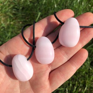 Mangano Calcite Necklace on 28" Black Cord - Pink Calcite Stone - Mangano Calcite Teardrop Pendant - Polished Teardrop - Crystal Necklace image 6