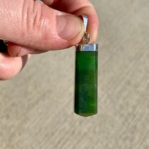 Nephrite Jade Stone Point Pendant - Sterling Silver Pendant - Polished Nephrite Jade Point - Jade Jewelry - Crystal Necklace image 10