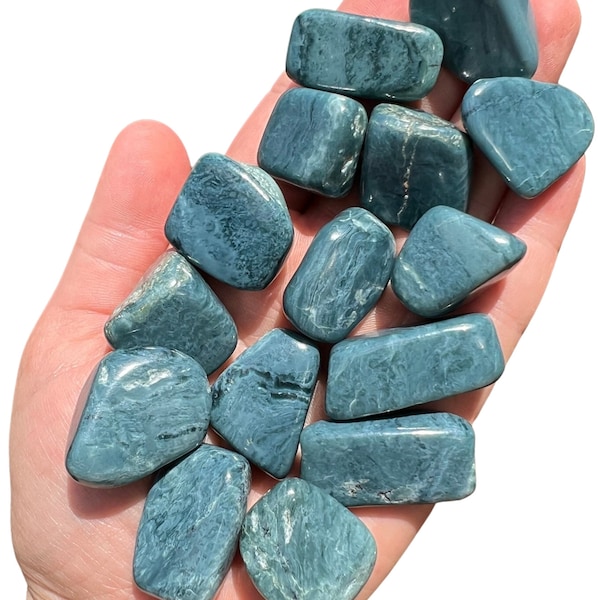 RARE Blue Jade Grade AA Tumbled Stone - Multiple Sizes Available - Vonsen Blue Jade Crystals - Tumbled Blue Jade Stone - Polished Blue Jade
