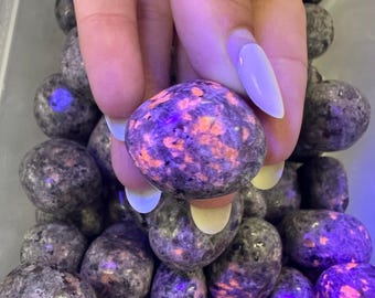 Yooperlite Tumbled Stone - Tumbled Yooperlite - Yooperlite Tumbles - Polished Yooperlite Crystal w/ UV Reactive Sodalite - Rare!