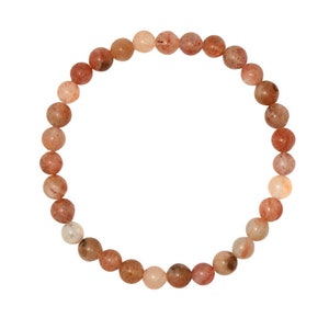 Sunstone Bracelet (6mm & 8mm) Grade A Sunstone - Elastic Bracelet - Sunstone Jewelry - Stretch Bracelet - Orange Gemstone - Genuine Sunstone