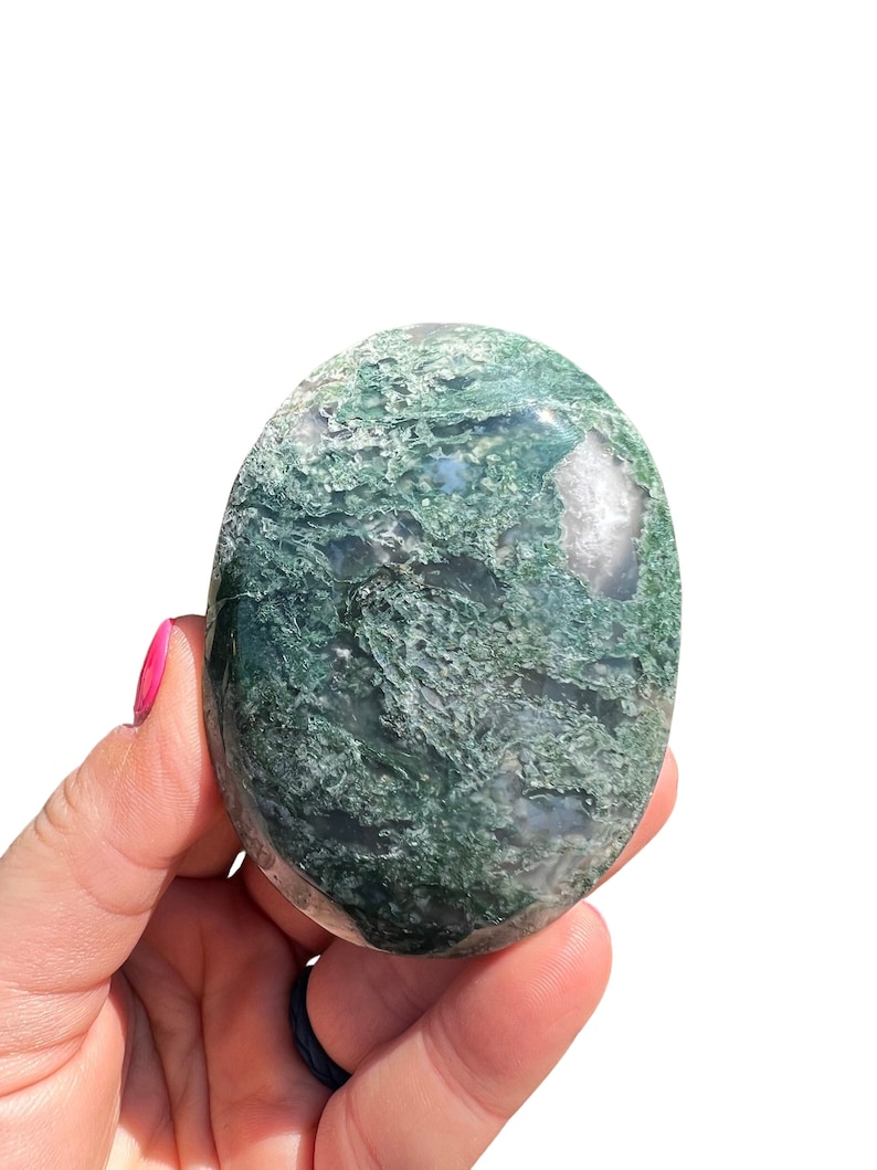 Mosagaat Palmsteen (2"-3") Mosagaat Zorgsteen - Gepolijst mosagaatkristal - Kleurrijke en hoogwaardige agaat - sommige hebben Druzy! 2.75" to 3"