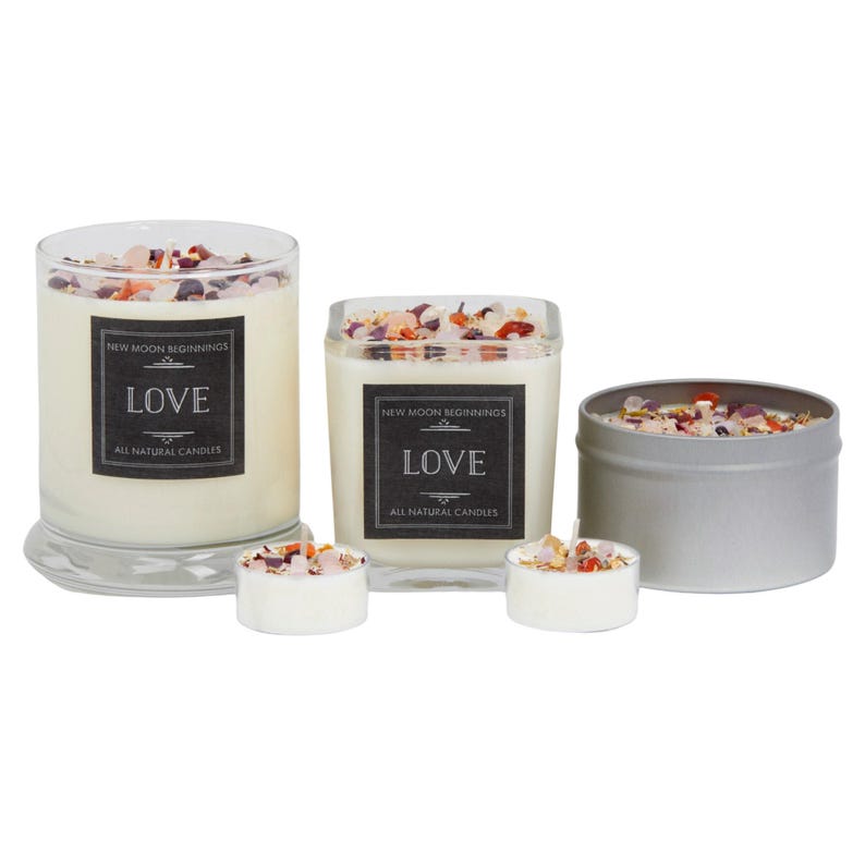 Love Candles - Happiness & Love Candle - Anniversary Gift - Wedding Candle - Soy Aromatherapy Candle - Crystal Candle for Love - Handmade! image 9