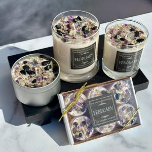February Candle - Handmade Birthstone & Birth Month Candle - February Anniversary or Wedding Gift - February Birthday Gift - 100% Soy Candle image 12