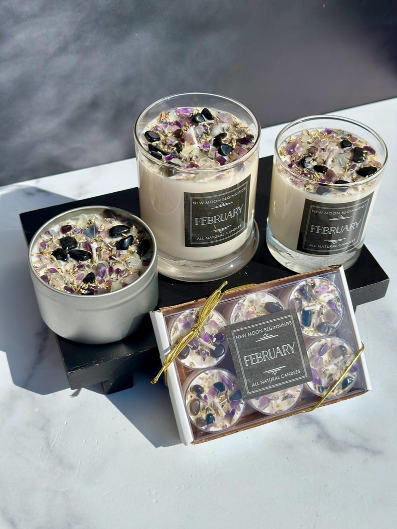 February Candle - Handmade Birthstone & Birth Month Candle - February Anniversary or Wedding Gift - February Birthday Gift - 100% Soy Candle image 12