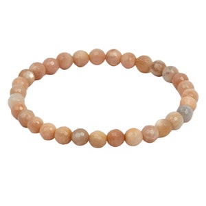 Sunstone Moonstone Crystal Bracelet (6mm & 8mm) Faceted Moonstone Sunstone Bracelet - Sun and Moon Gemstones - Genuine Sunstone Moonstone