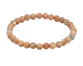 Sunstone Moonstone Crystal Bracelet (6mm & 8mm) Faceted Moonstone Sunstone Bracelet - Sun and Moon Gemstones - Genuine Sunstone Moonstone