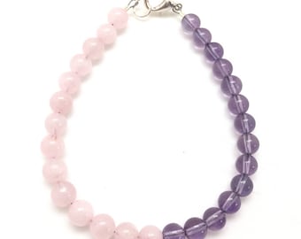 Amethyst & Rose Quartz Bracelet - Love and Happiness - Crystal bracelet - energy crystal bracelet - love