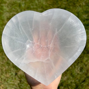 Polished White Selenite Heart 2.5 Inch Crown Chakra Reiki Healing Crystal Stone