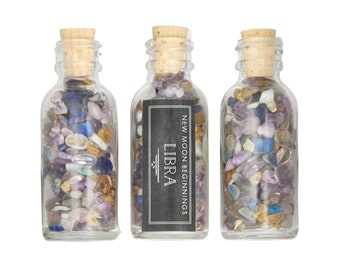 Libra Crystal Chip Bottle - Libra Zodiac Sign Crystal Chips - Libra Zodiac Crystal Chip Set - Astrology Gifts - Libra Crystals Zodiac