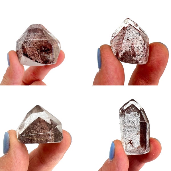 Red Phantom Quartz Tumbled Point - Multiple Sizes Available - Hematoid Quartz Point - Disco Fire Quartz - Harlequin Quartz - Hematite Fire