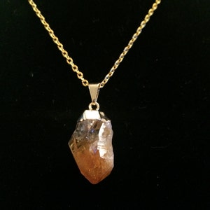 Raw Citrine Pendant Gold Crystal Citrine Point Pendant Healing Crystal Necklace Citrine Necklace Brazilian Citrine Heat Treated image 3