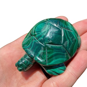 Tortuga de Malaquita - Decoración de Tortuga Tallada a Mano - Piedra de Malaquita - Cristales y Piedras - Figura de Malaquita - Tortuga de Malaquita Pulida 3