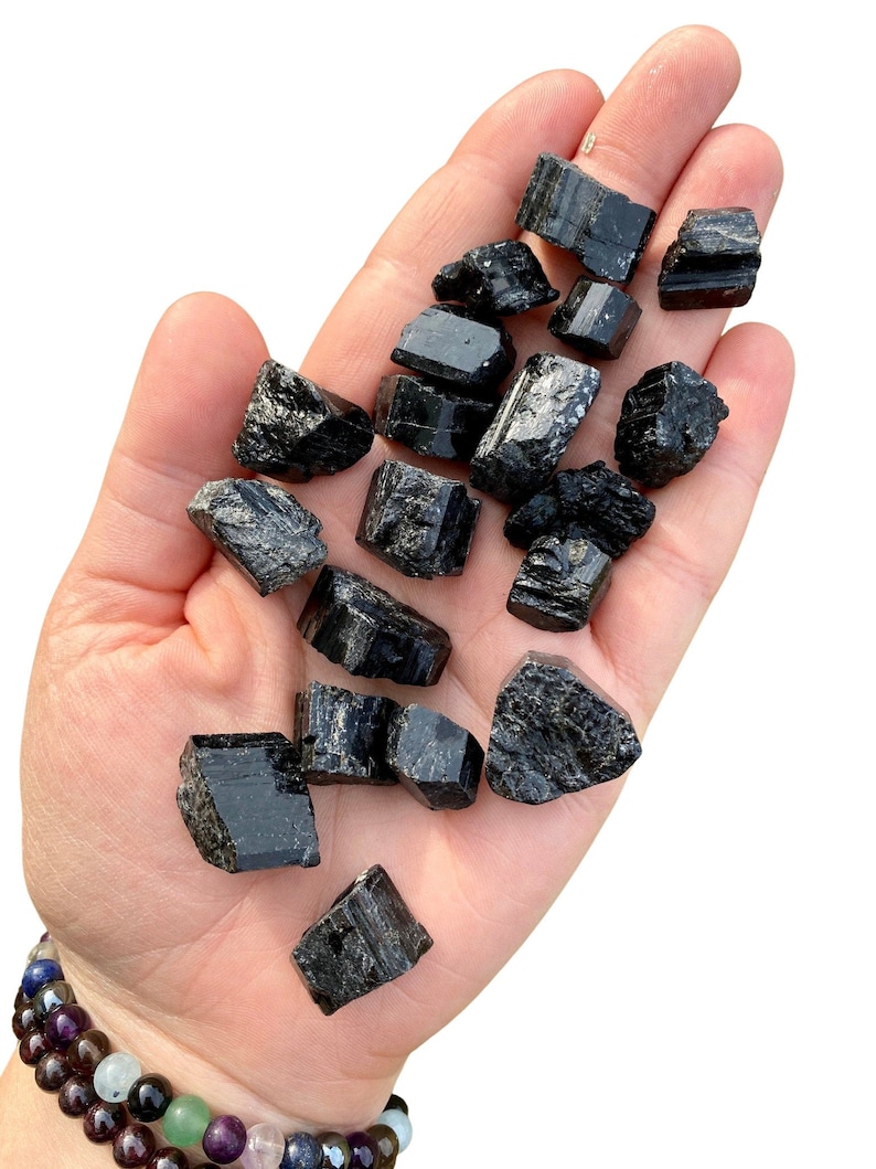 Black Tourmaline Crystal - Black Tourmaline Raw - Rough Black Tourmaline - Grade A Black Tourmaline - Small Black Tourmaline - High Quality! image 1