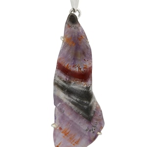 Super 7 stone pendant sterling silver - super seven melody stone slice - cacoxenite crystal pendant - super seven 298