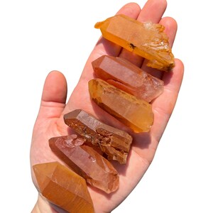 Raw Tangerine Quartz Point Crystal (0.5" - 2.5") Raw Quartz Point Crystal - Tangerine Quartz - Orange Quartz - Tangerine Quartz Stone Point 2" to 2.5"