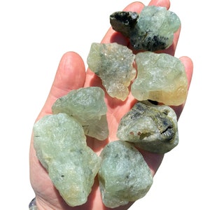 Raw Prehnite Stone (1&quot; - 2&quot;) Epidote Inclusions - Raw Prehnite Crystal - Prehnite with Epidote - Rough Prenhite - Epidote in Prehnite