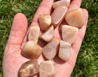 Peach Moonstone Tumbled Stone - Multiple Sizes Available - Tumbled Peach Moonstone Crystal - Polished Peach Moonstone Gemstone - Moonstone